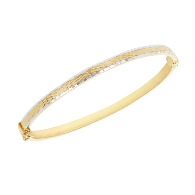 9ct 2 Colour Diamond Cut Bangle