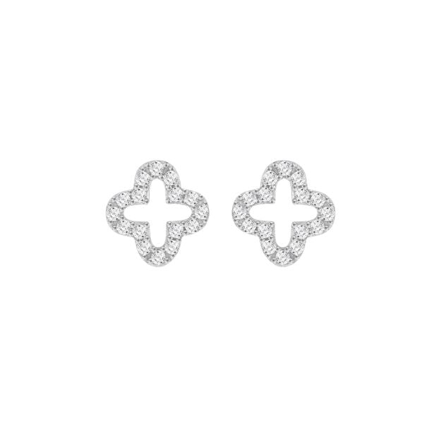 9ct White Gold CZ Clover Stud Earrings 5.57.0042