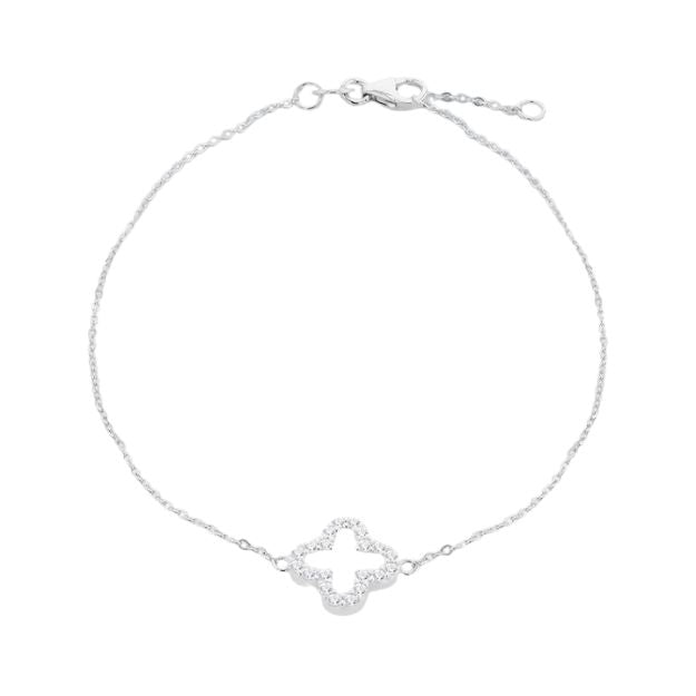9ct White Gold CZ Petal Bracelet  Adjustable