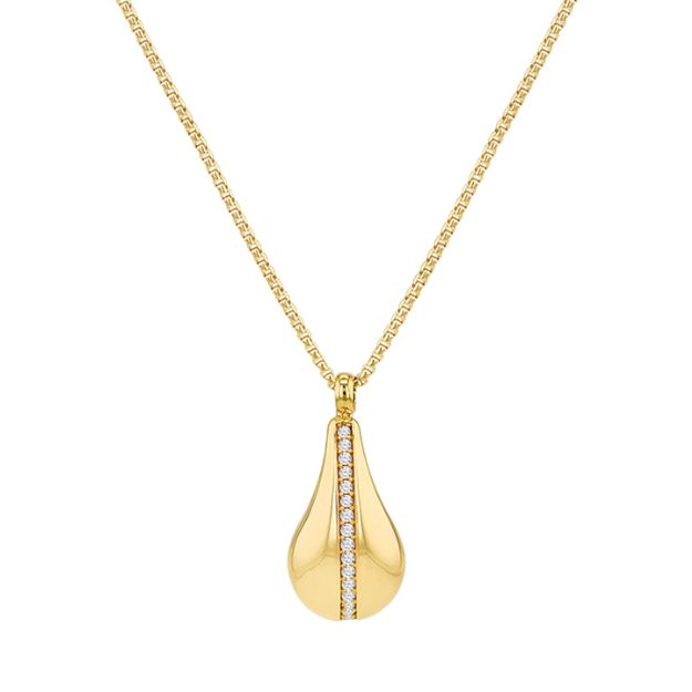 9ct Yellow Gold CZ Teardrop Adjustable Necklace