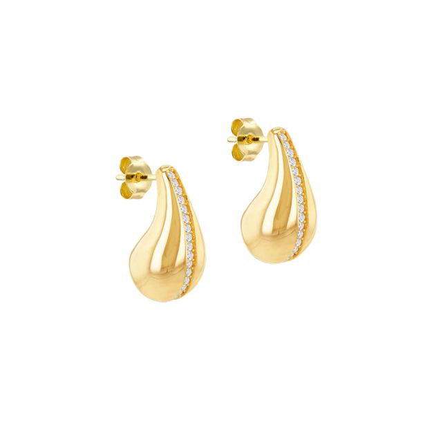 9ct Yellow Gold CZ Teardrop Stud Earring