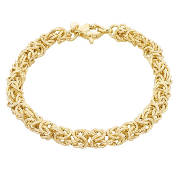 9ct Yellow Gold Textured Byzantine Bracelet