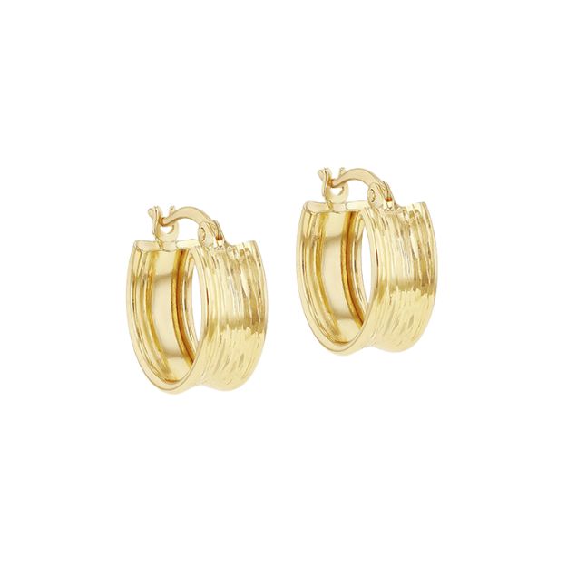 9ct Yellow Gold Diamond Cut Creole Hoop Earring