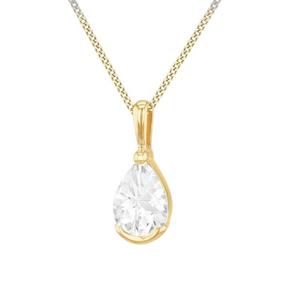 9ct Yellow Gold Teardrop CZ Pendant