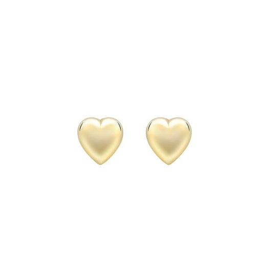 9ct Yellow Gold Puffed-Heart Stud Earring