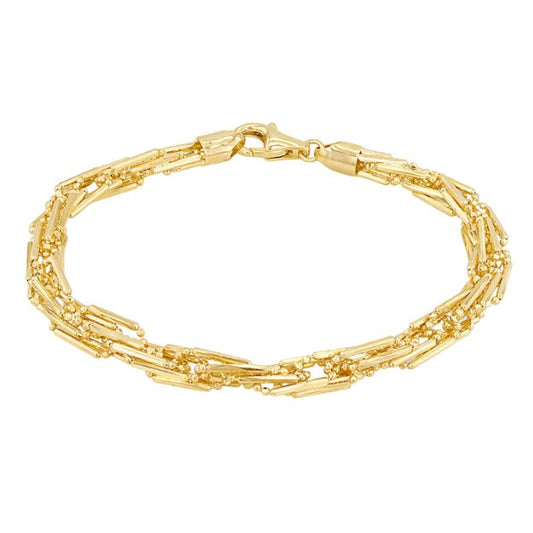 9ct Yellow Gold Diamond Cut Prince of Wales and Ball Bracelet
