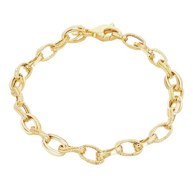 9ct Yellow Gold Diamond Cut and Polished Twisted Link Bracelet