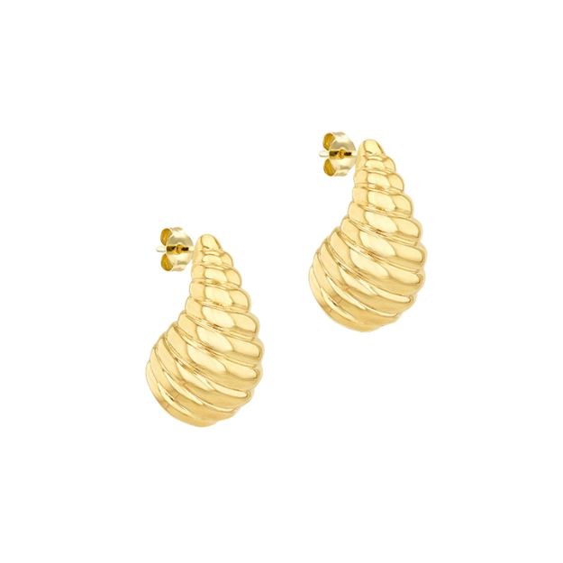 9ct Yellow Gold Large Shell Teardrop Stud Earring