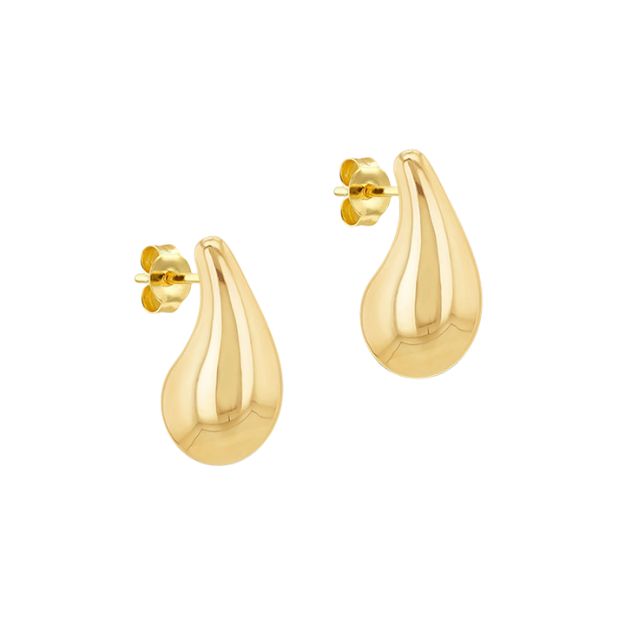 9ct Yellow Gold Large Teardrop Stud Earring