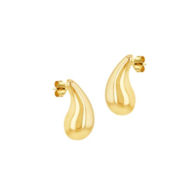 9ct Yellow Gold Medium Flat Back Teardrop Stud Earring 1559544