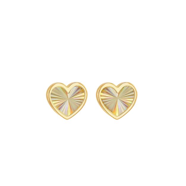 9ct Yellow Gold Rainbow Heart Stud Earrings 1.55.9538