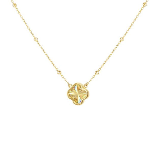 9ct Yellow Gold Rainbow Petal Adjustable Trace and Ball Necklace