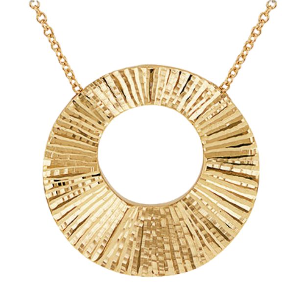 9ct Yellow Gold Sunray Disc Necklace