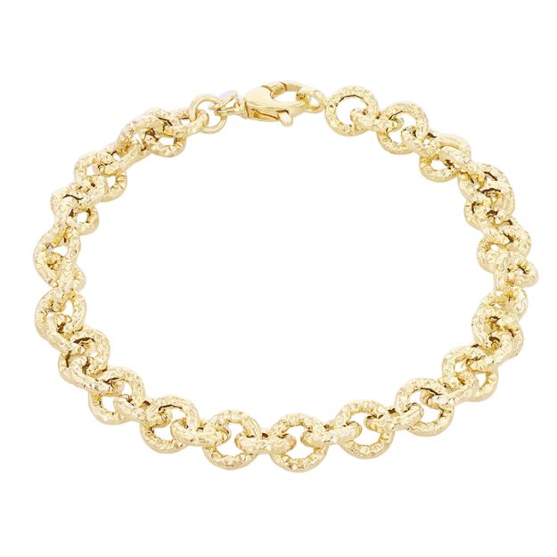 9ct Yellow Gold Textured Belcher Link Bracelet