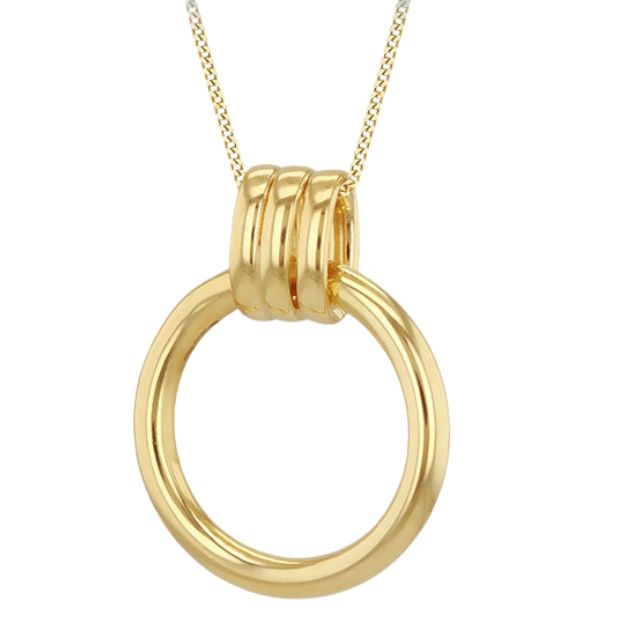 9ct Yellow Gold Triple Tube Circle Drop Pendant