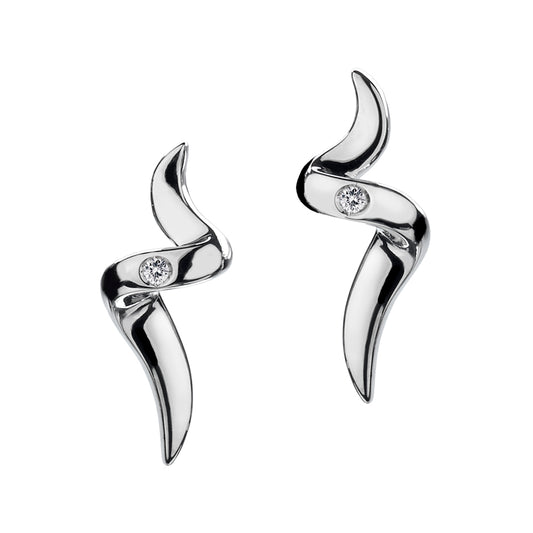 Sterling Silver Hot Diamonds Spiral Stud Earrings