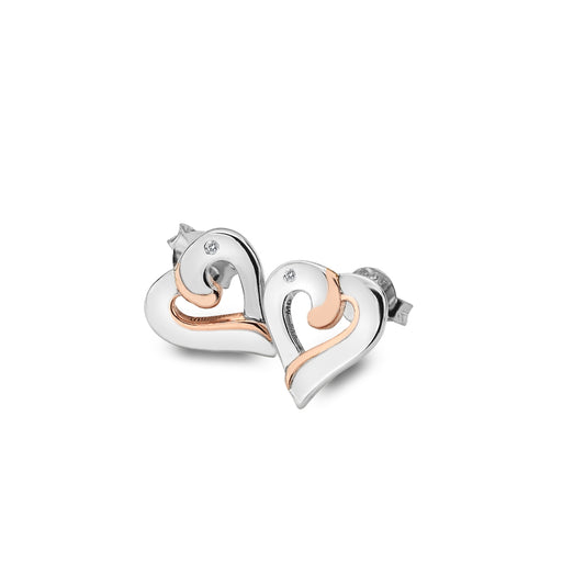 Sterling Silver Hot Diamonds Elegant Heart Stud Earrings