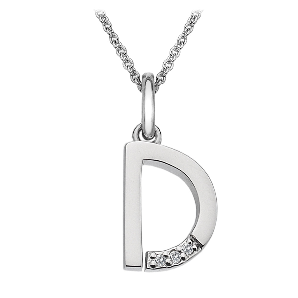 Silver Hot Diamonds Micro Initial Pendant and Chain