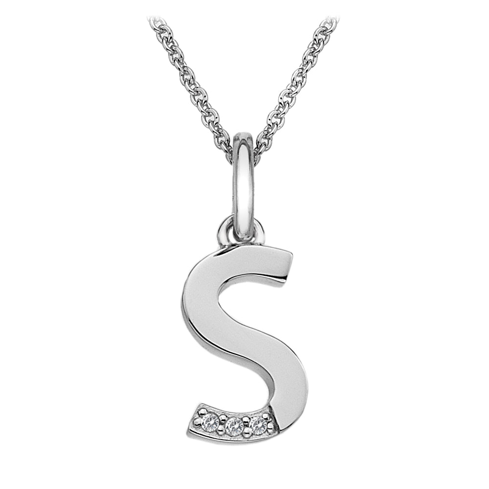 Silver Hot Diamonds Micro Initial Pendant and Chain