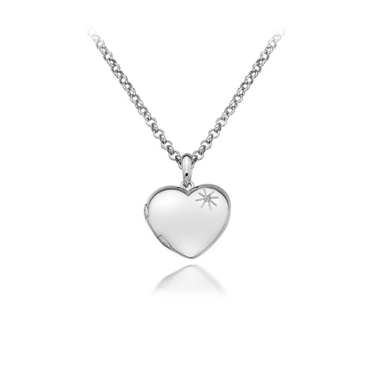 Sterling Silver Hot Diamonds Heart Locket and Chain