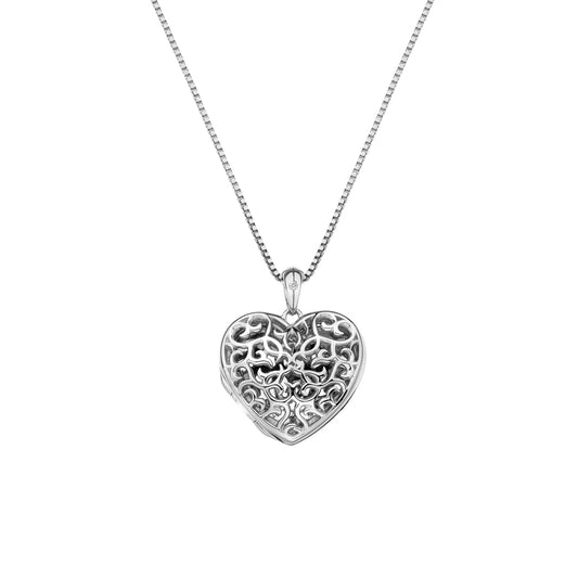 Sterling Silver Hot Diamonds Shelter Small Heart Locket And Chain
