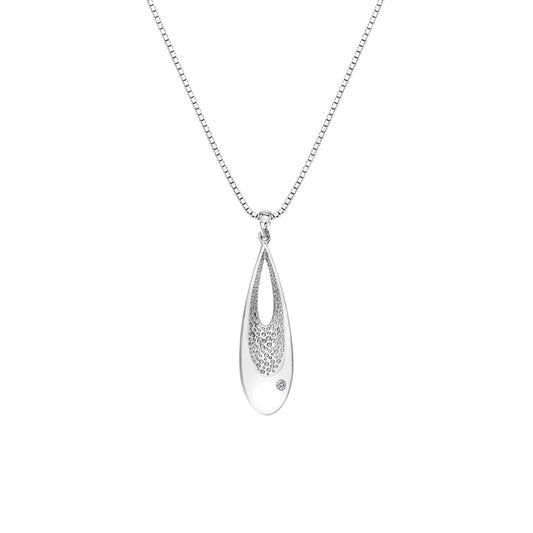 Sterling Silver Hot Diamonds Quest Teardrop Pendant and Chain