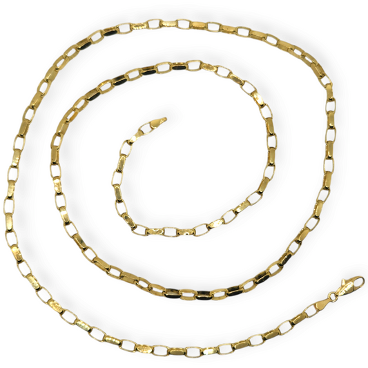 Pre Owned 9ct Yellow Gold Diamond Cut 30 Inch Belcher Necklet