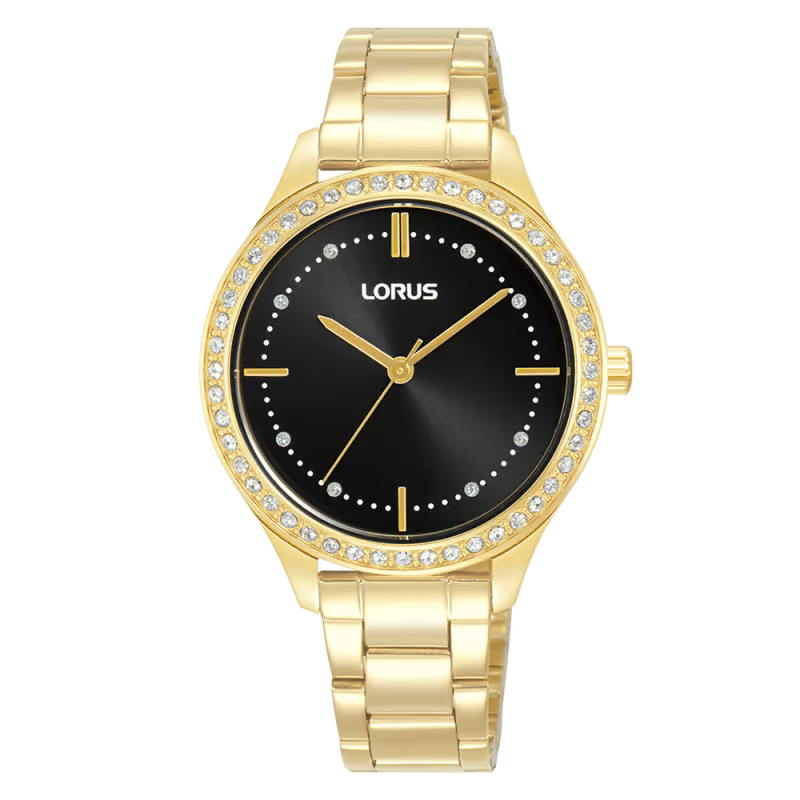 Lorus Ladies’ Classic Black Sunray and Gold Watch