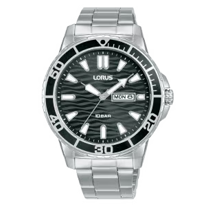 Lorus Men’s Black Dial “Seigaiha- mon” Bracelet Watch