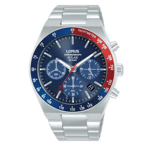 Lorus Men’s Solar Blue Dial Chronograph Bracelet Watch