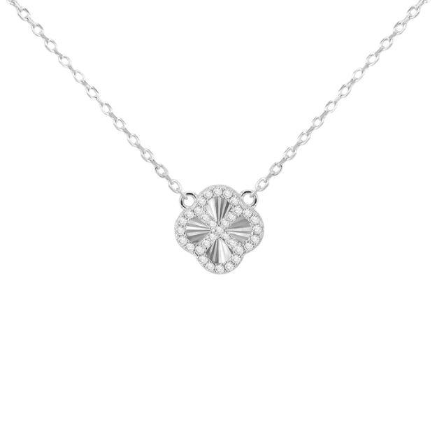 Sterling Silver Rainbow Clover and White CZ Adjustable Necklace