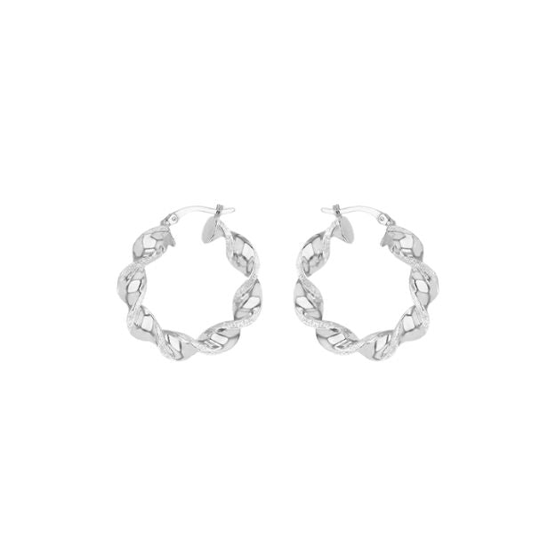 Sterling Silver Stardust Twisted Creole Earring