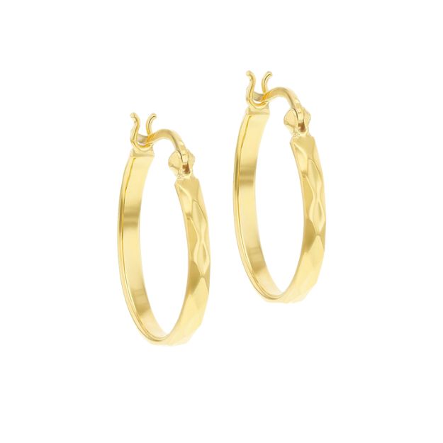 Sterling Silver Gold Plated Diamond Cut Creole Earring