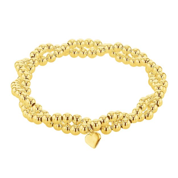 Sterling Silver Gold Plated Ball Double Twisted Strand Stretch Bracelet