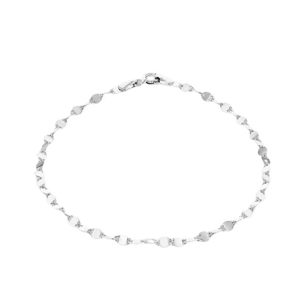 Sterling Silver Rhodium Plated Flat Mirror Link Bracelet