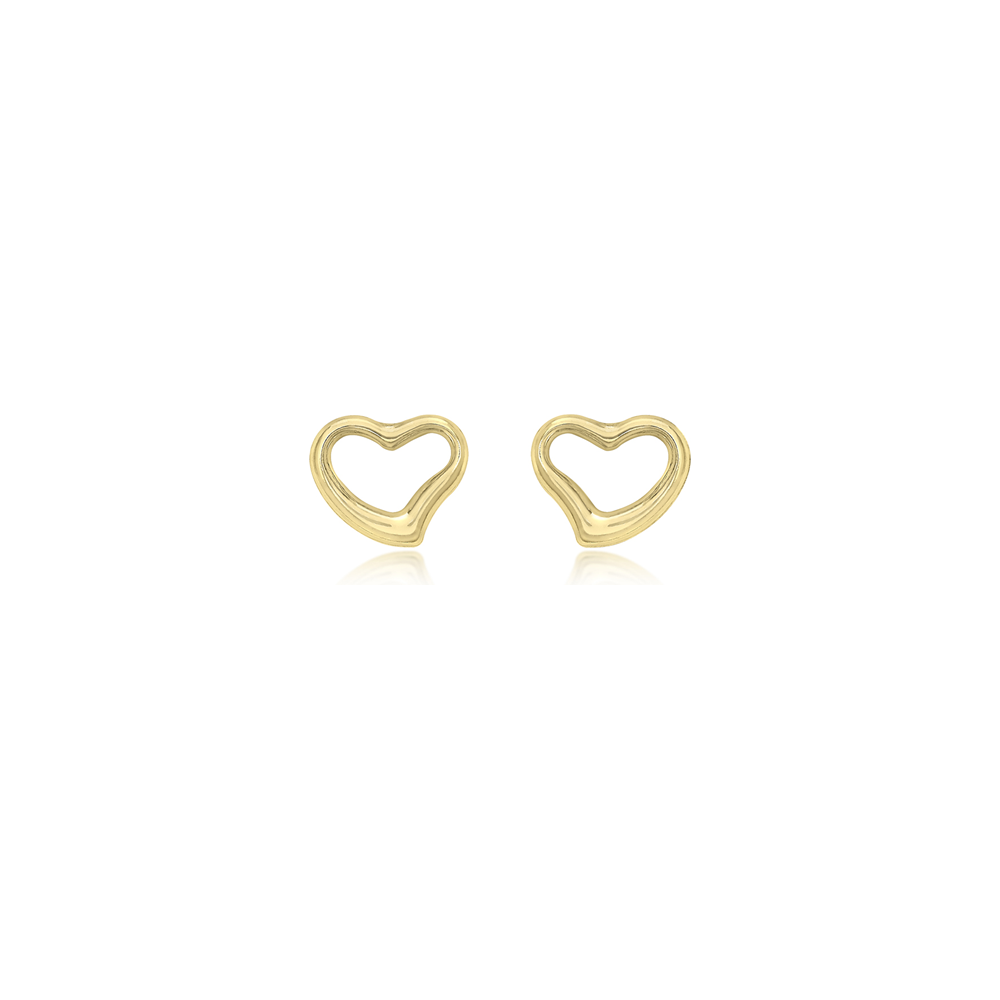 9ct Yellow Gold Heart Stud Earrings 1559352