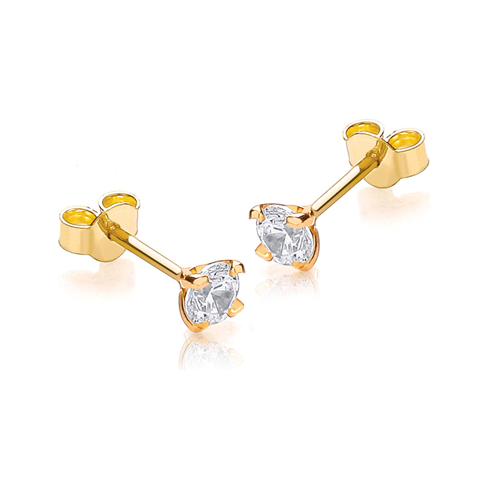 9ct Yellow Gold Cubic Zirconia Stud Earrings 1586319