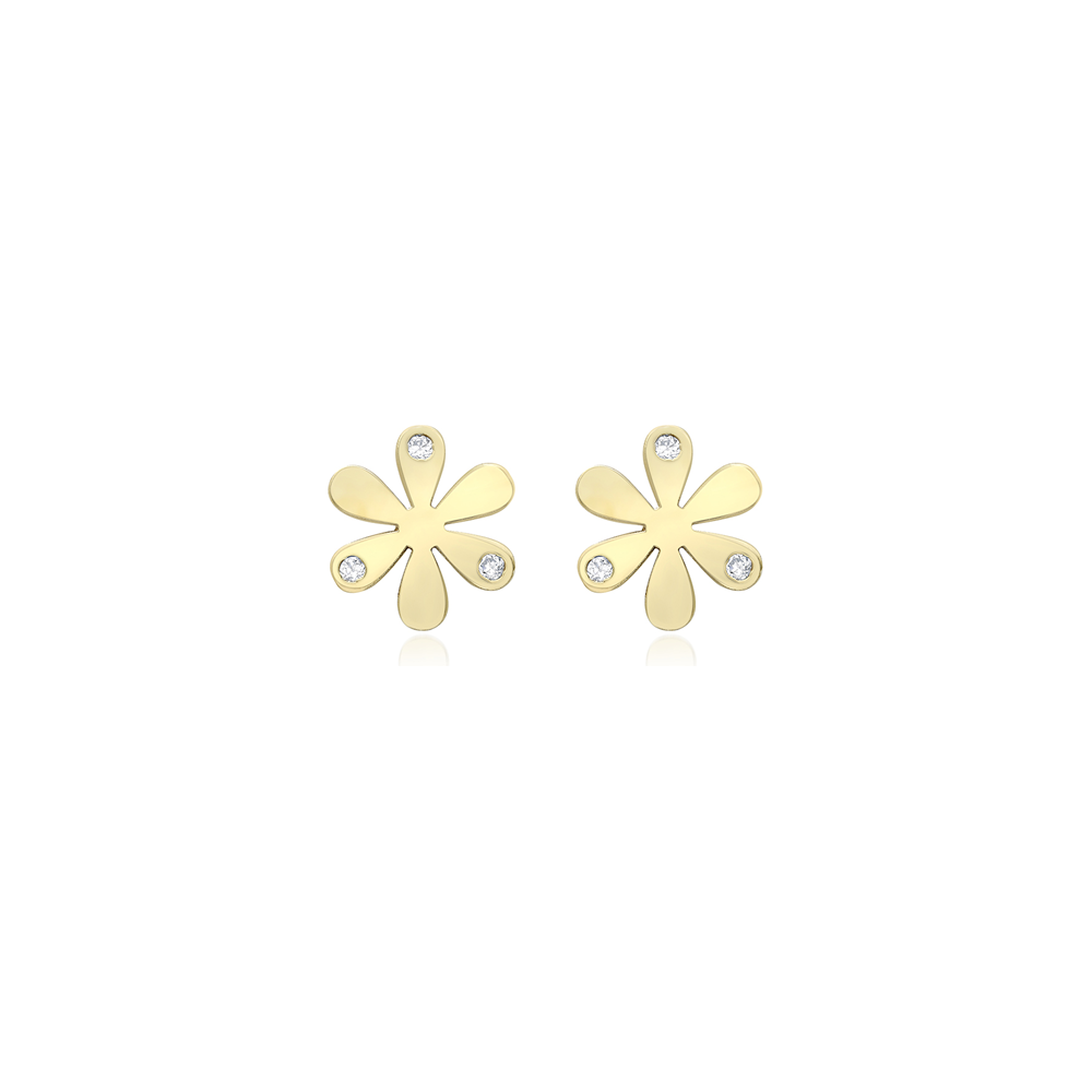 9ct Yellow Gold Flower Stud Earrings 1591871