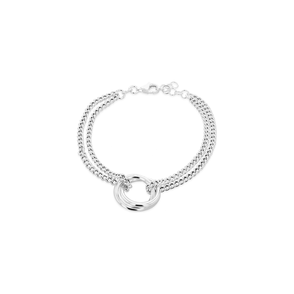 Sterling Silver Double Curb Chain Bracelet