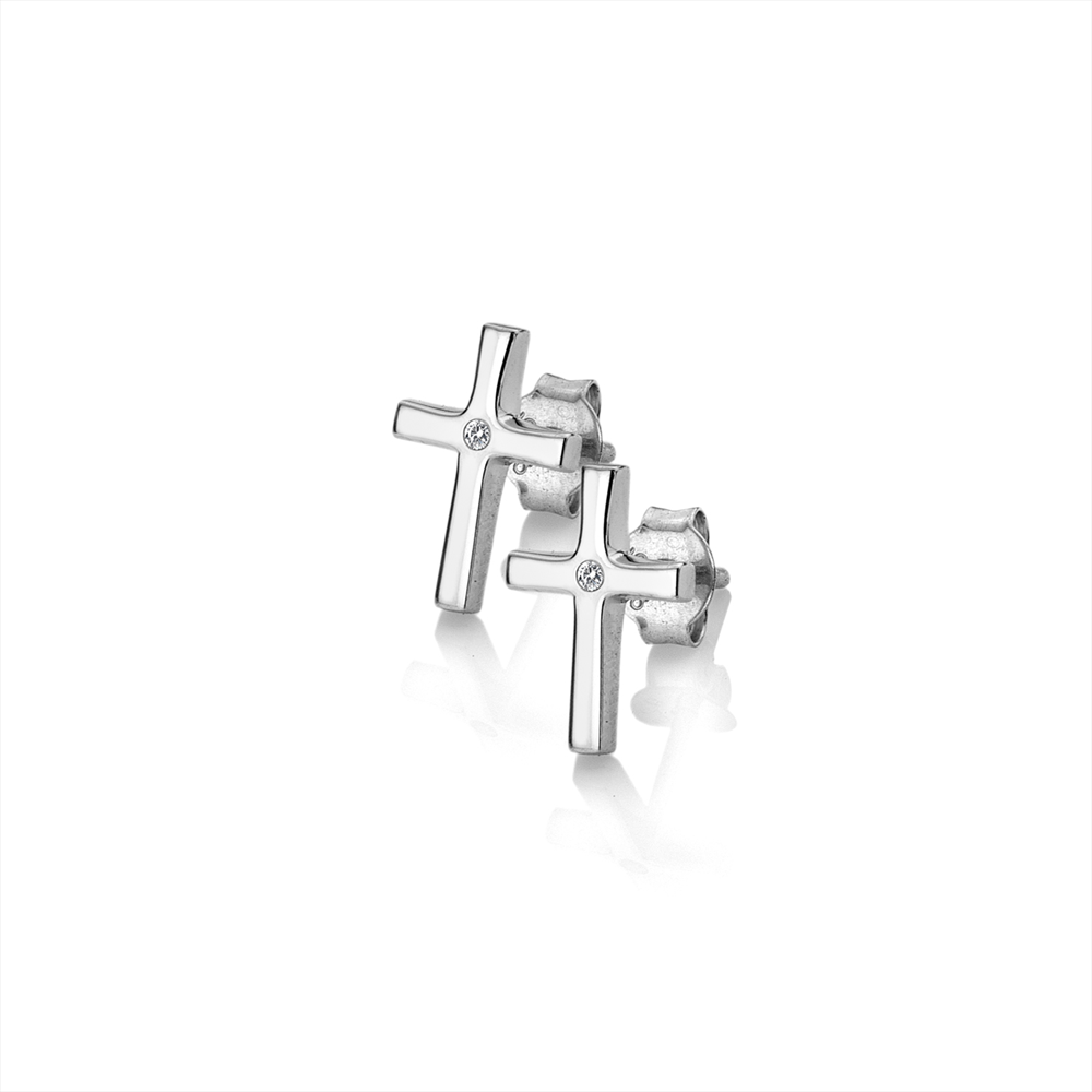 Silver Hot Diamonds Cross Stud Earrings