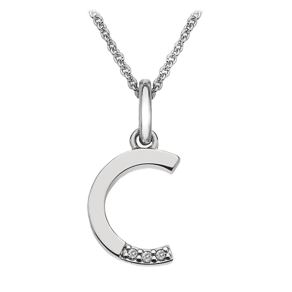 Silver Hot Diamonds Micro Initial Pendant and Chain